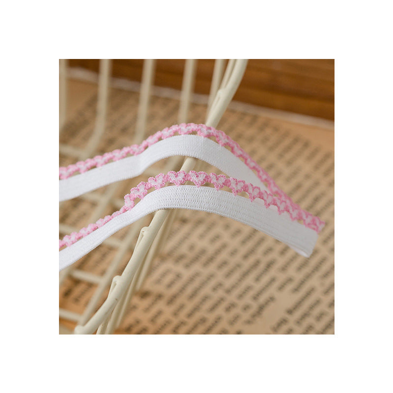 FREEDOMBEAUTY | Factory Direct 1.0CM Pink Peach Heart Nylon Bud Belt White Spot, Underwear Clothing Decoration Elastic Band