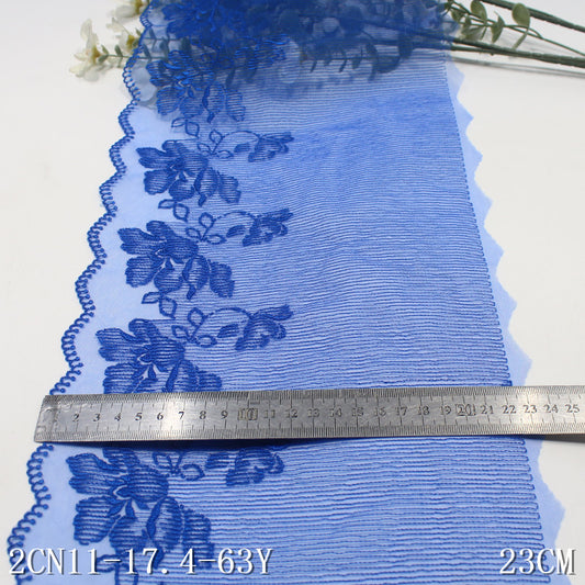 FREEDOMBEAUTY | Blue Vertical Stripe Classical Flower Mesh Embroidery Lace DIY Cuffs Dress Lace Lace Accessories