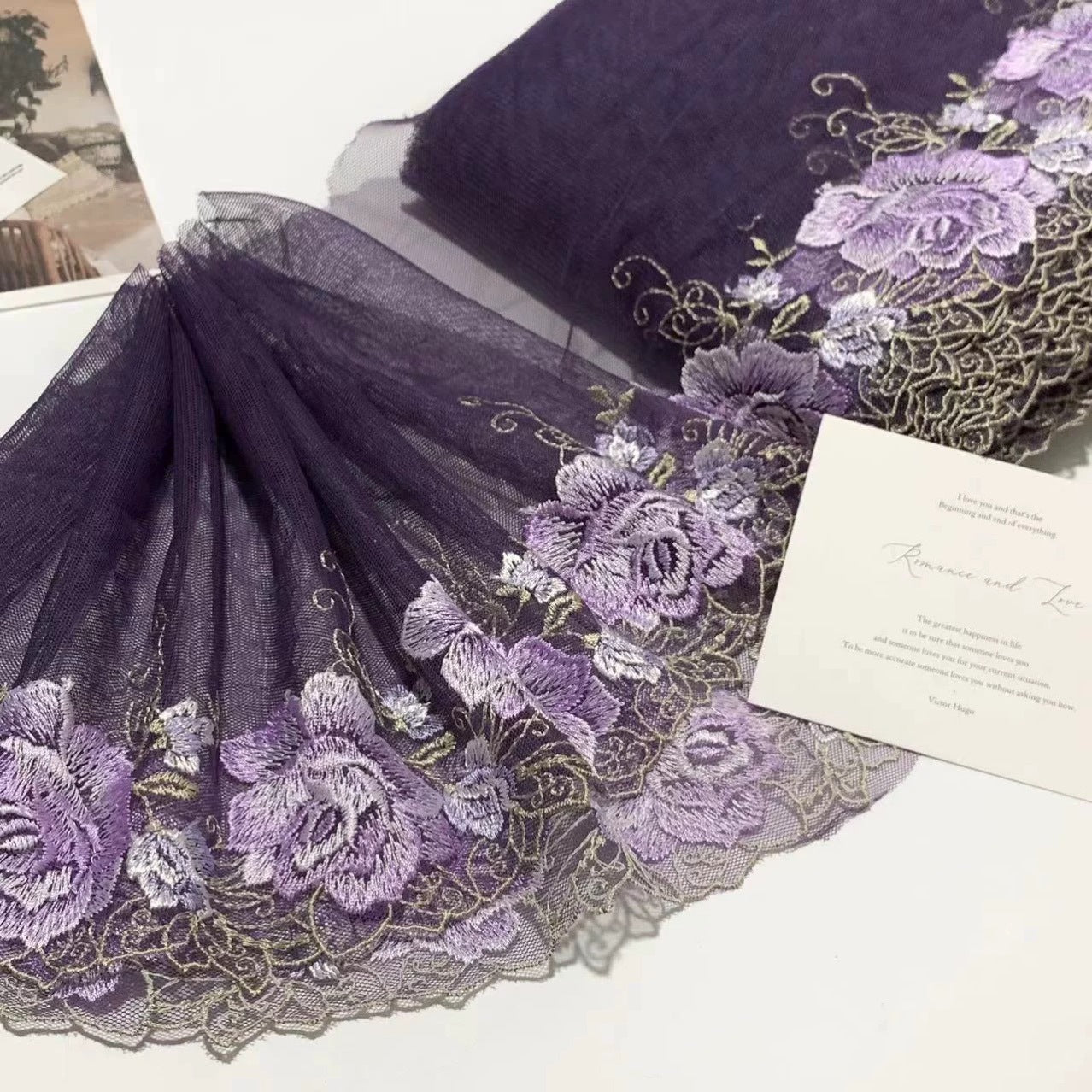 FREEDOMBEAUTY | Spot Heavy Industry Rose Embroidery Mesh Yarn Lace Accessories Clothing DIY Fabric Decoration