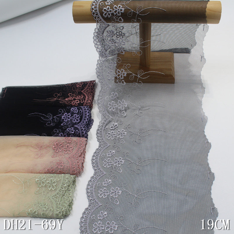 FREEDOMBEAUTY | Multi-color mesh unilateral French flower embroidery lace, clothing home textile 19cm lace accessories