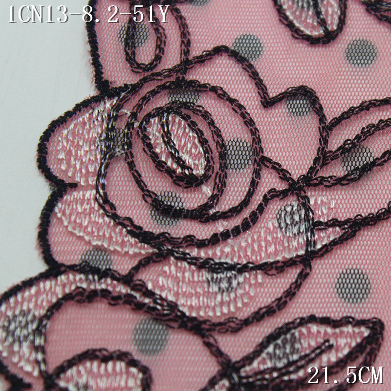 FREEDOMBEAUTY | Polka dot mesh embroidery lace rose heart, dress baby dress with lace lace accessories DIY