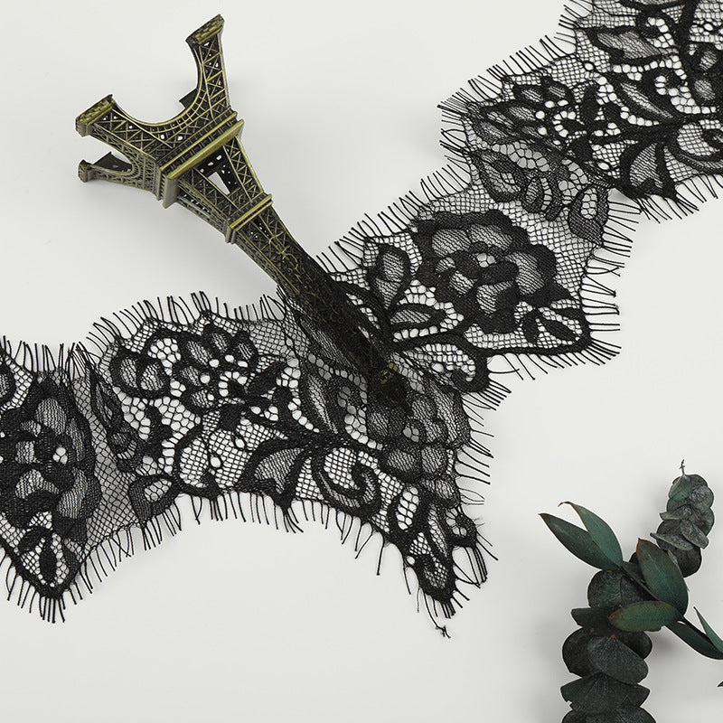 FREEDOMBEAUTY | [laser-cut lace] Black eyelash lace, hot-selling eyelash lace, home textile Lolita light luxury lace accessories