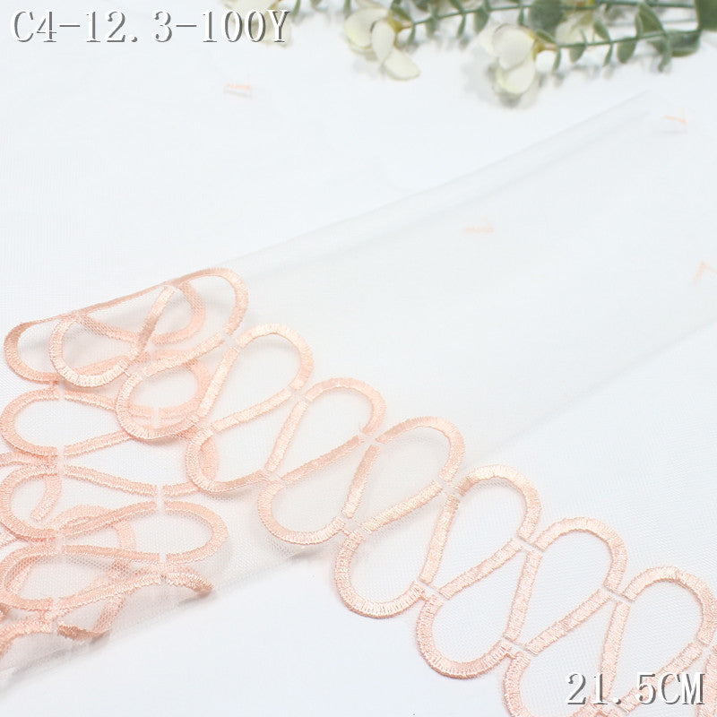 FREEDOMBEAUTY | Spot wholesale simple curve light mesh embroidery lace, clothing neckline cuffs textile lace accessories