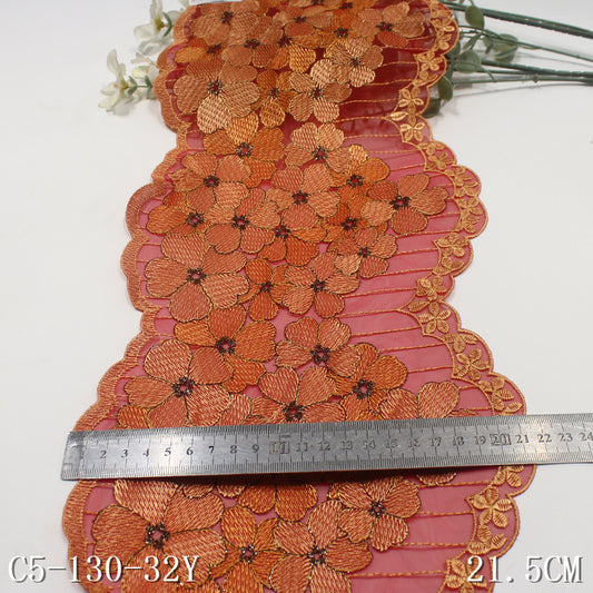 FREEDOMBEAUTY | Classical high-luxury polyester thread flower mesh embroidery lace, high-end performance clothes, home textiles, handmade accessories