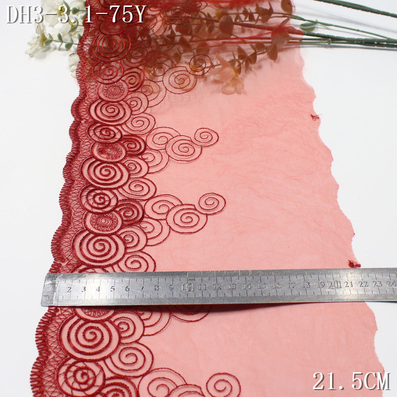 FREEDOMBEAUTY | Chinese auspicious cloud roll pattern three-color light and thin mesh embroidery lace, Hanfu cheongsam neckline lace accessories