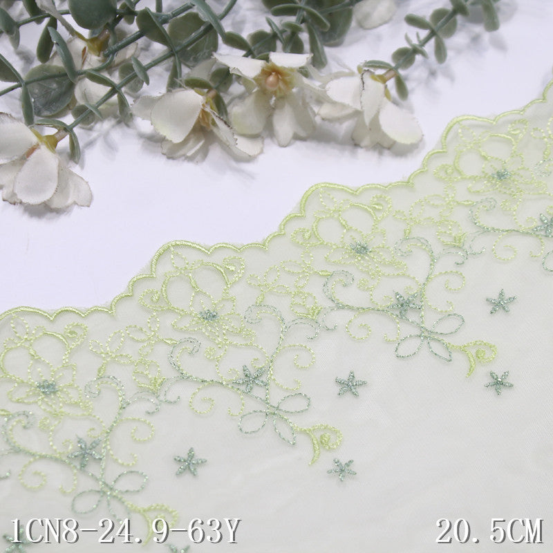 FREEDOMBEAUTY | [1Pack] Mori fresh green light mesh embroidery lace, underwear dress children's lace accessories DIY