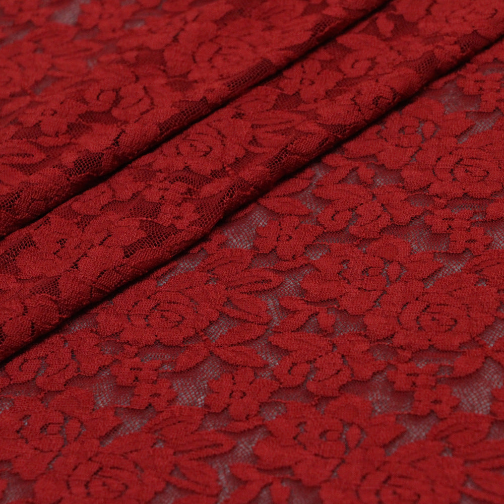 FREEDOMBEAUTY | 150cm Stretch lace fabric brocade ammonia elastic lace fabric rose dress fabric lace lace clothing accessories