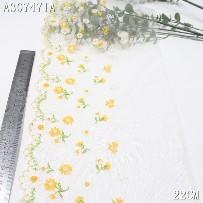 FREEDOMBEAUTY |  Boutique Summer Daisies Fresh Mesh Embroidery Lace, Pastoral Clothing Merchandise Lace Accessories