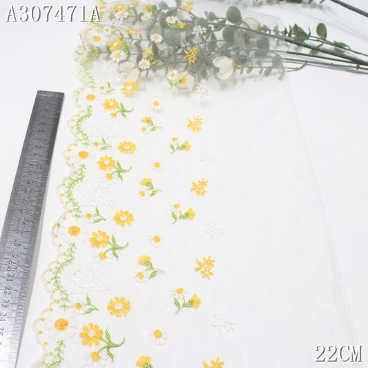 FREEDOMBEAUTY |  Boutique Summer Daisies Fresh Mesh Embroidery Lace, Pastoral Clothing Merchandise Lace Accessories