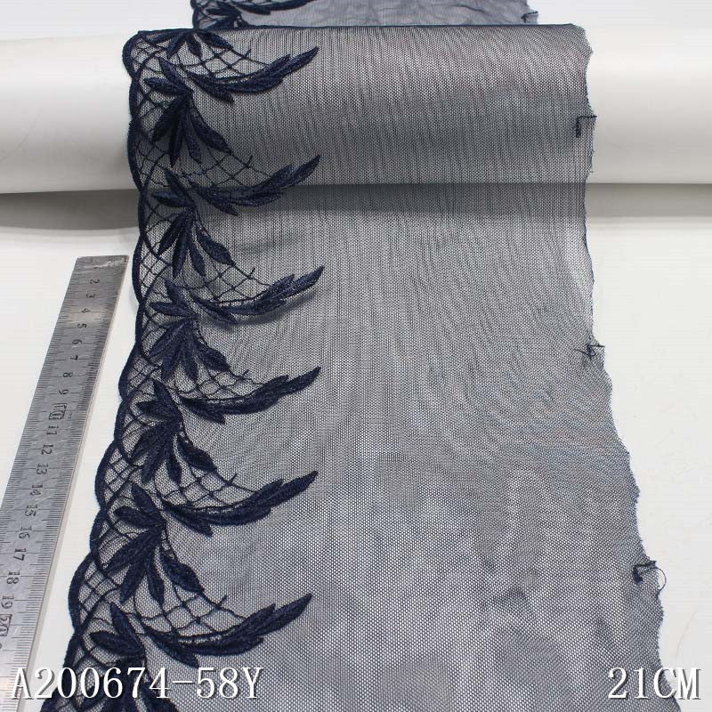 FREEDOMBEAUTY | Simple modern polyester thread leaf cluster embroidery lace, accessories wholesale DIY curtain accessories lace accessories