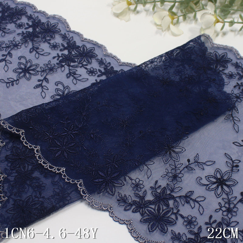 FREEDOMBEAUTY | Spot dark blue French bilateral floral mesh embroidery lace, dress skirt wedding lace accessories