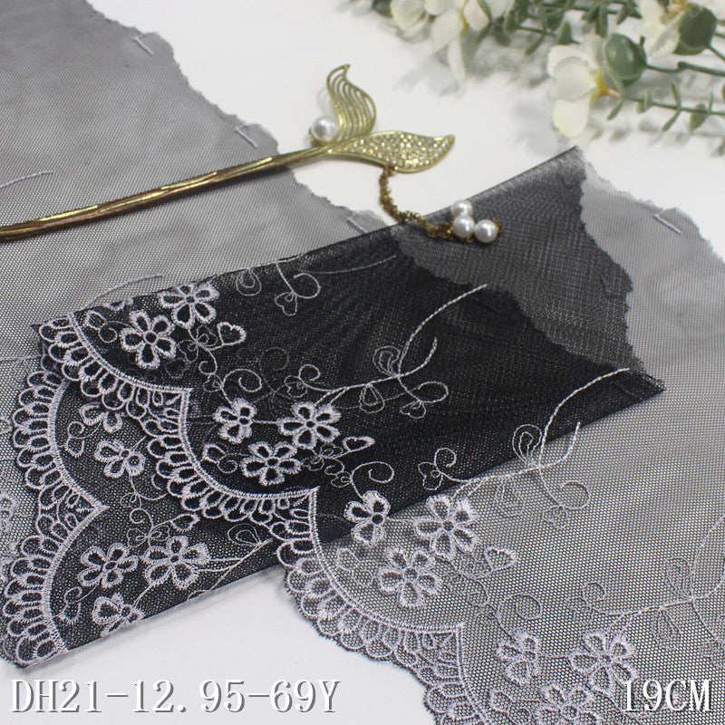 FREEDOMBEAUTY | Multi-color mesh unilateral French flower embroidery lace, clothing home textile 19cm lace accessories