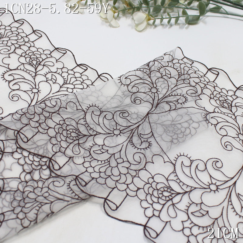FREEDOMBEAUTY | [1pack] European retro roll grass pattern line mesh embroidery lace 22cm court dress neckline lace accessories