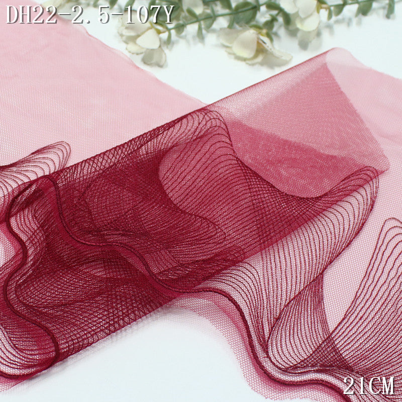 FREEDOMBEAUTY | Light mesh embroidery lace modern wind wave curve, shirt skirt decoration clothing lace accessories DIY