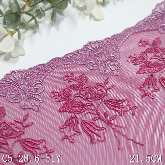 FREEDOMBEAUTY | Fuchsia French exquisite flower mesh embroidery lace, underwear dress neckline lace accessories