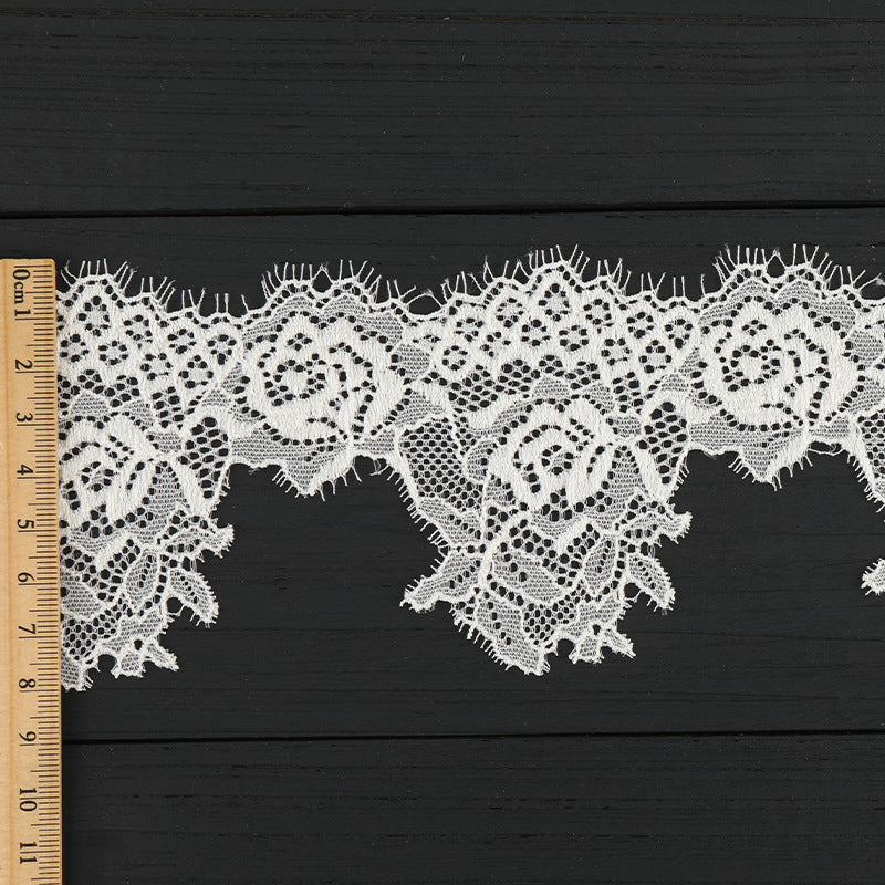 FREEDOMBEAUTY | [laser-cut lace] White eyelash lace, elastic laser cut lace, toy home textile clothing lace accessories
