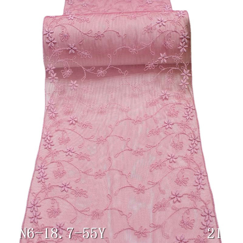 FREEDOMBEAUTY | Rose pink mesh embroidery lace, polyester thread exquisite small floral 21cm accessories wholesale handmade children's clothing