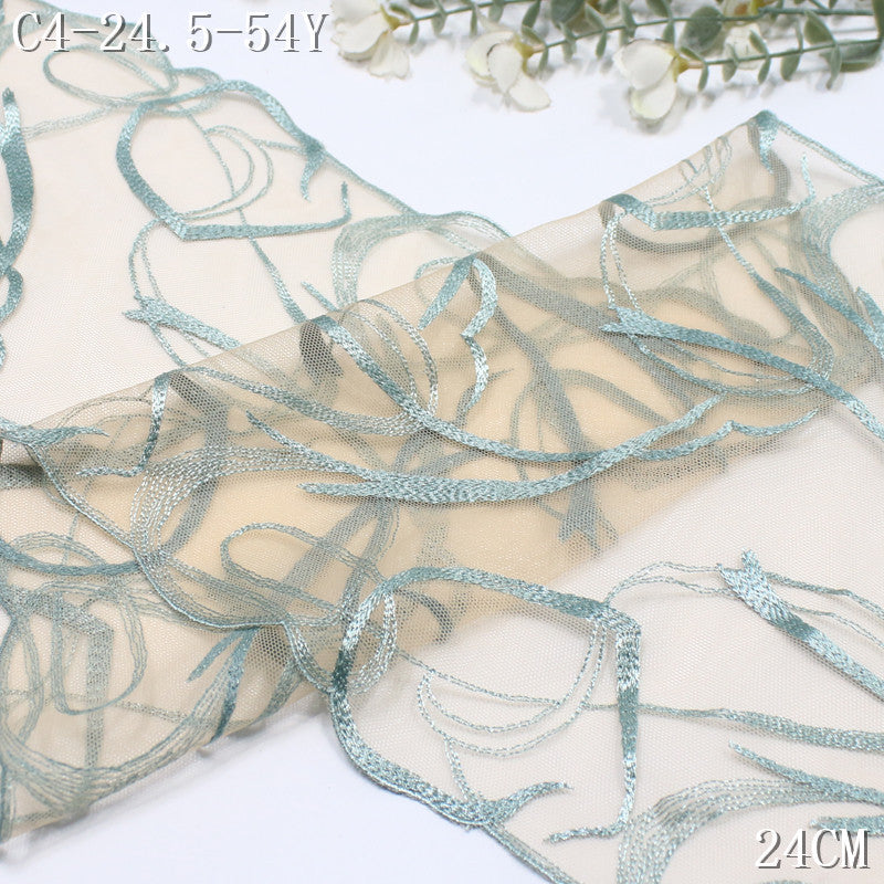 FREEDOMBEAUTY | Spot wholesale multi-color light mesh irregular striped embroidery lace, clothing underwear lace textile accessories