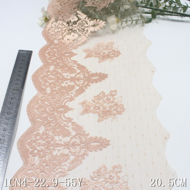 FREEDOMBEAUTY | Apricot classical embossing pattern lace mesh embroidery lace, high-end clothing sofa cushion lace accessories