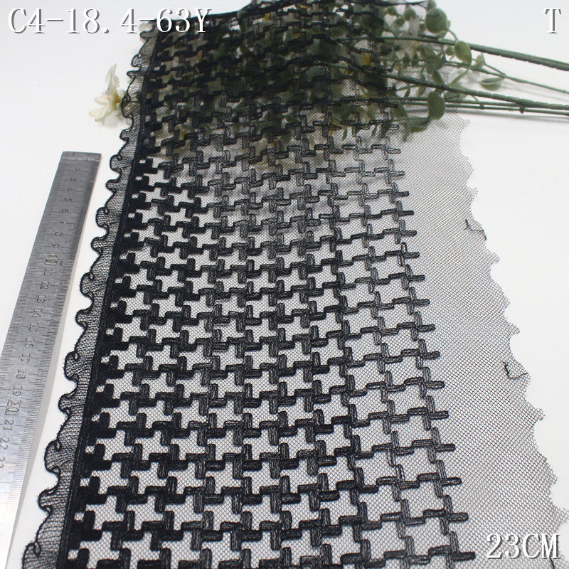 FREEDOMBEAUTY | Spot wholesale black mesh small fragrant wind thousand bird grid embroidery lace, clothing shawl curtain lace accessories DIY