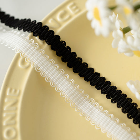 FREEDOMBEAUTY | Factory Direct 1.2CM Elastic Elastic Bud Belt Black and White Spot, Triple Bud Toy Doll Clothing Decorative Belt