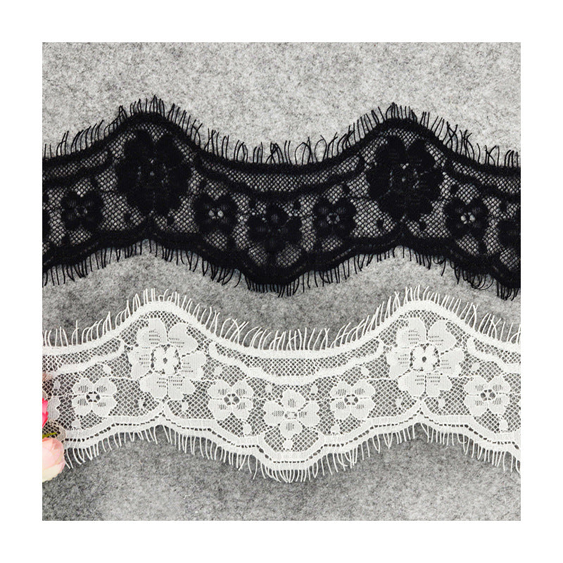 FREEDOMBEAUTY | Curved small flower lace fashion lace 7cm eyelashes black and white lace lace, clothing accessories