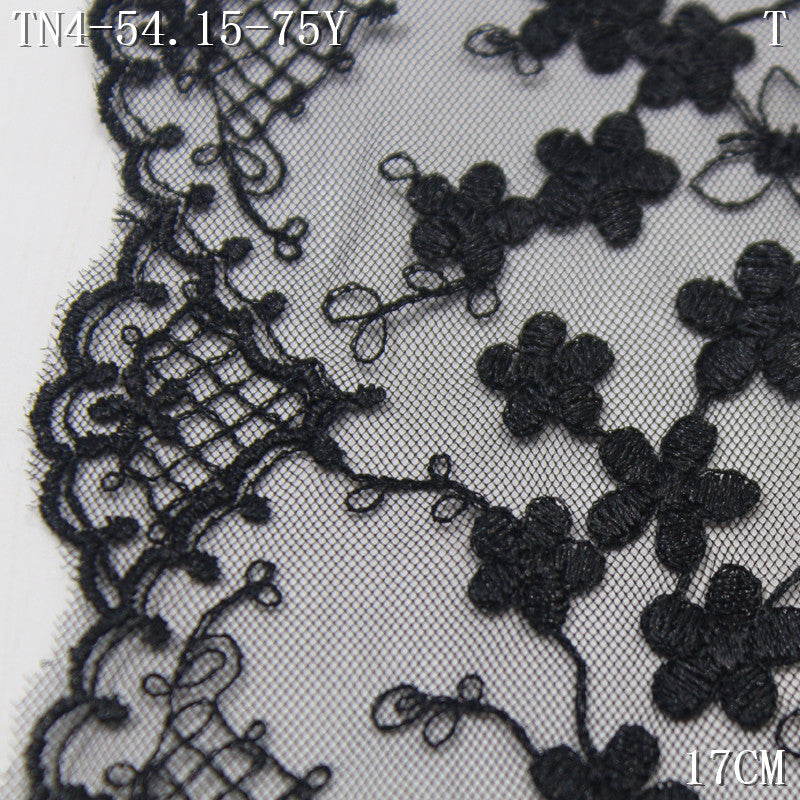 【1Pack】-Freedombeauty | French black and yellow mesh yarn single wave small floral vine embroidery lace 17cm Lolita clothing home textile accessories