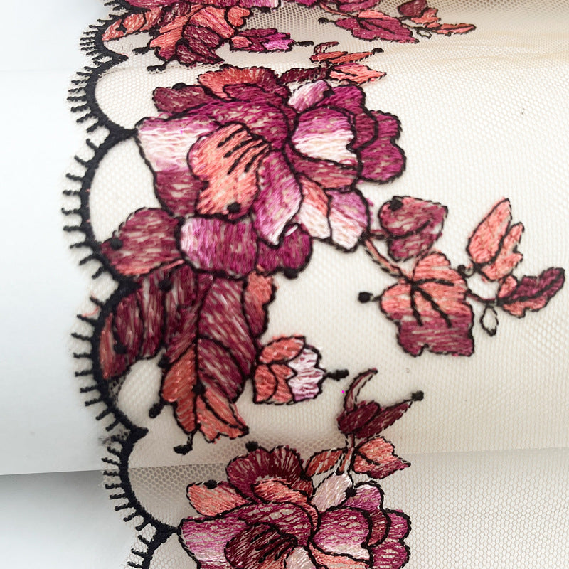 FREEDOMBEAUTY | Spot skin tone pressed yarn flower mesh underwear embroidery flower trim accessories home textile curtain sofa cushion decoration