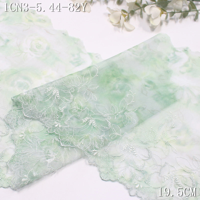 FREEDOMBEAUTY | [1Pack] Fresh printing mesh yarn bilateral flower embroidery lace 23cm skirt clothing DIY decorative lace accessories