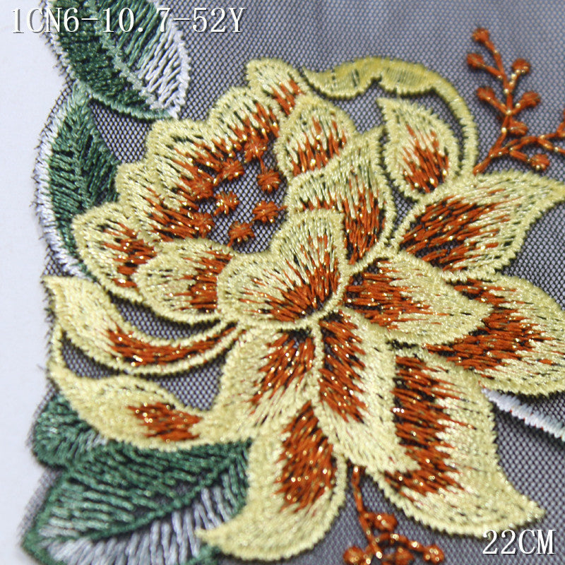 FREEDOMBEAUTY | Classical two-color gradual change silver thread flower mesh embroidery lace, dress skirt underwear lace accessories