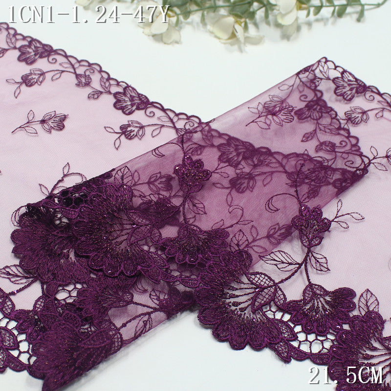 FREEDOMBEAUTY |  multi-color water-soluble embroidery lace exquisite sequined silver thread flowers, skirt wedding dress DIY lace accessories