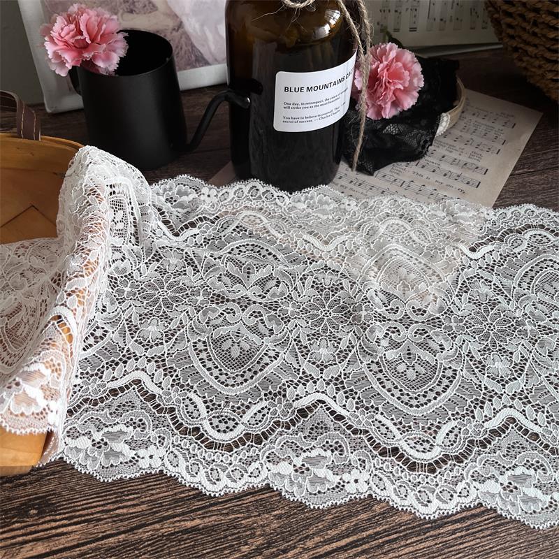 FREEDOMBEAUTY | 18cm black lace accessories imported DIY fabric flower skirt lining lengthened and wide elastic hollow, white skirt