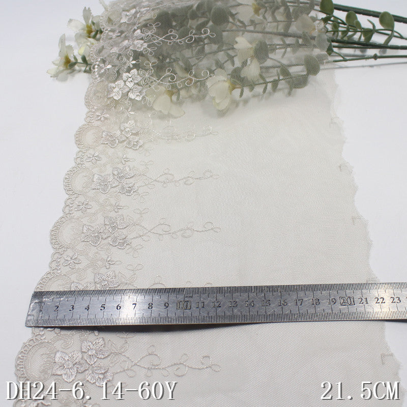 FREEDOMBEAUTY | Gray wheat Korean small flower mesh yarn embroidered lace 21cm clothing skirt underwear lace accessories