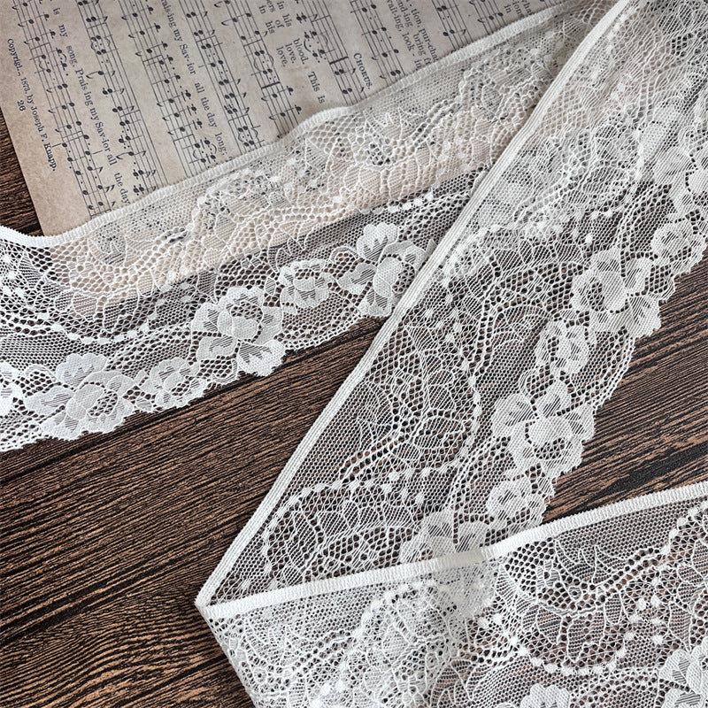 FREEDOMBEAUTY | Factory direct sales, French elegant flower type hollow straight edge 9CM high elastic lace accessories DIY handmade