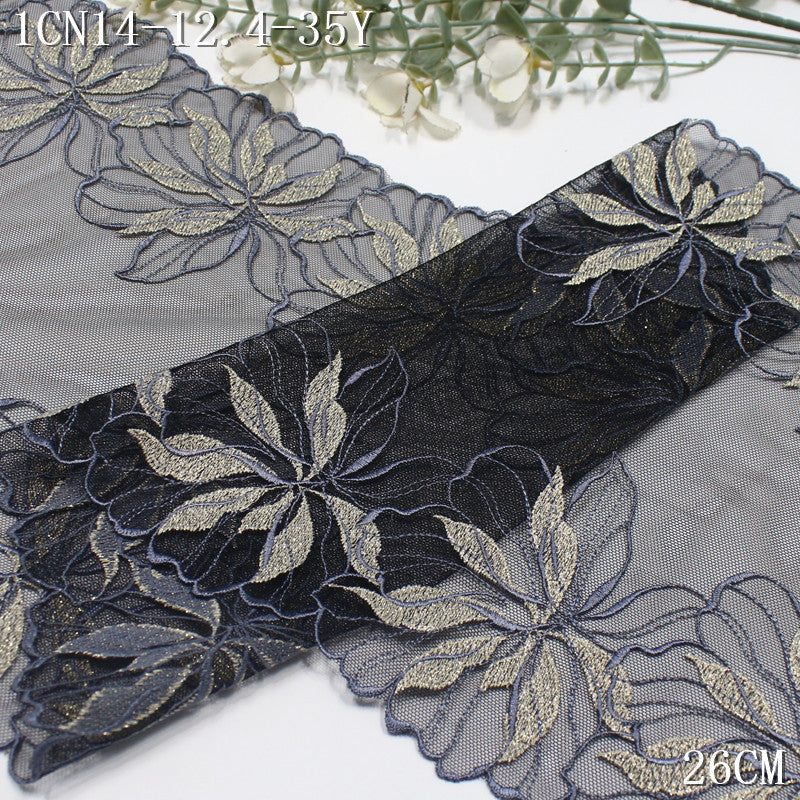 FREEDOMBEAUTY |  retro light luxury gorgeous gold thread flower mesh embroidery lace, dress skirt lace accessories