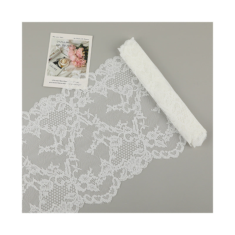 FREEDOMBEAUTY | [stretch] White bilateral lace, nylon elastic lace, clothing skirt lace accessories, spot