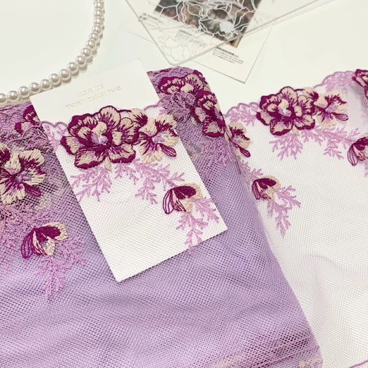 FREEDOMBEAUTY | Spot Rose Flower Macaron Embroidery Mesh Lace Lace Accessories Decorative Fabric Design DIY Clothing