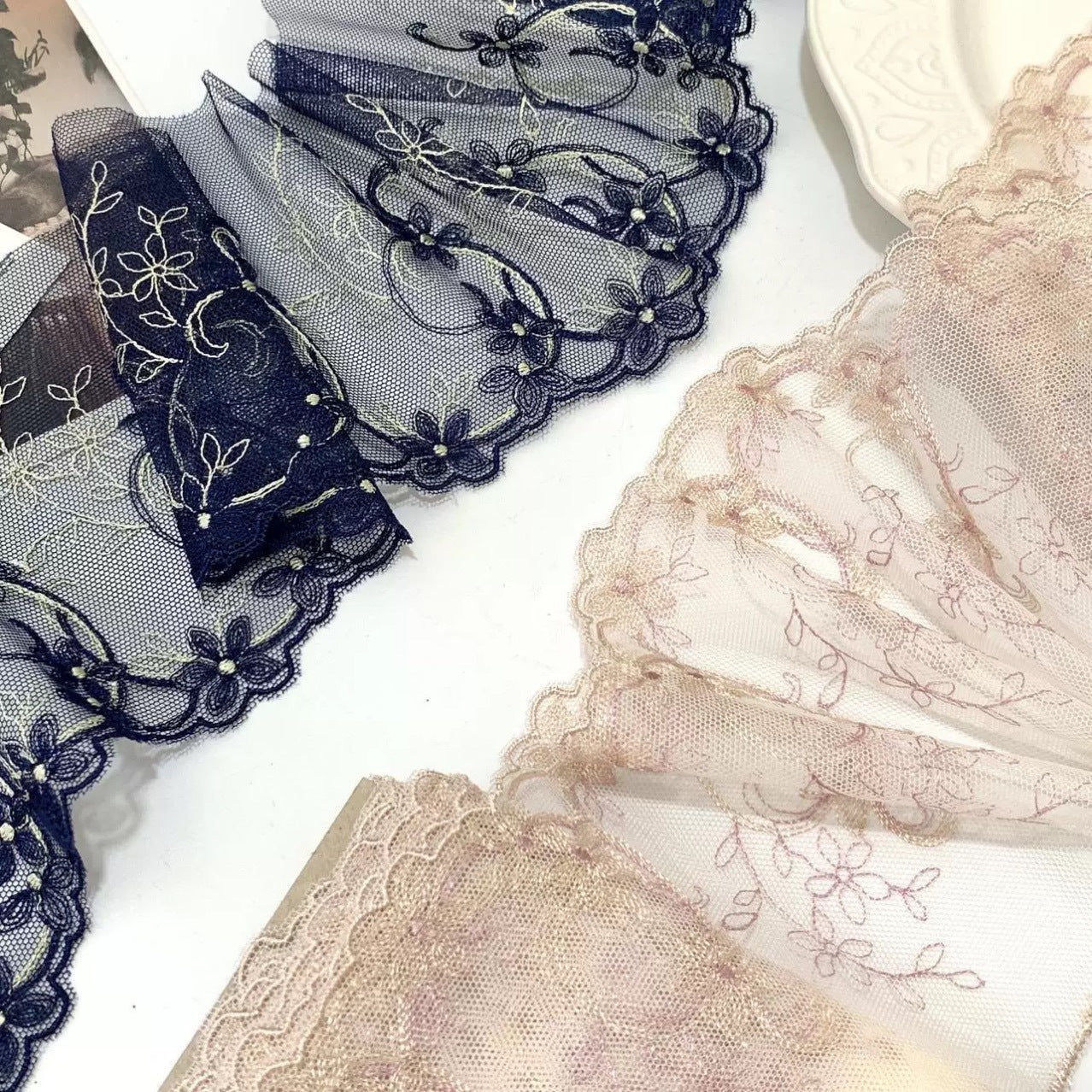 FREEDOMBEAUTY | Spot exquisite vine embroidery mesh lace accessories decorative fabric design clothing DIY