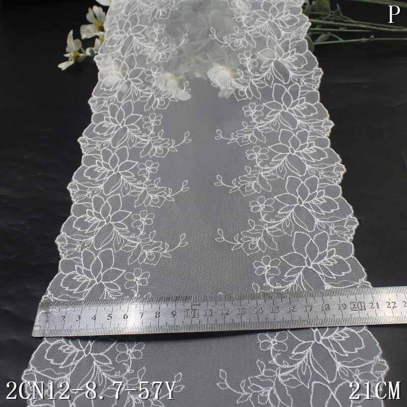 FREEDOMBEAUTY | Summer Clear White Mesh Single/Bilateral Vine Embroidery Lace, Veil Skirt Accessories