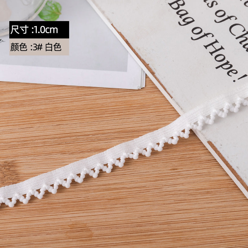FREEDOMBEAUTY | Manufacturer supplies 1.0 cm flower bud flat belt, white nylon knitted dental belt, high elastic underwear and underwear elastic band
