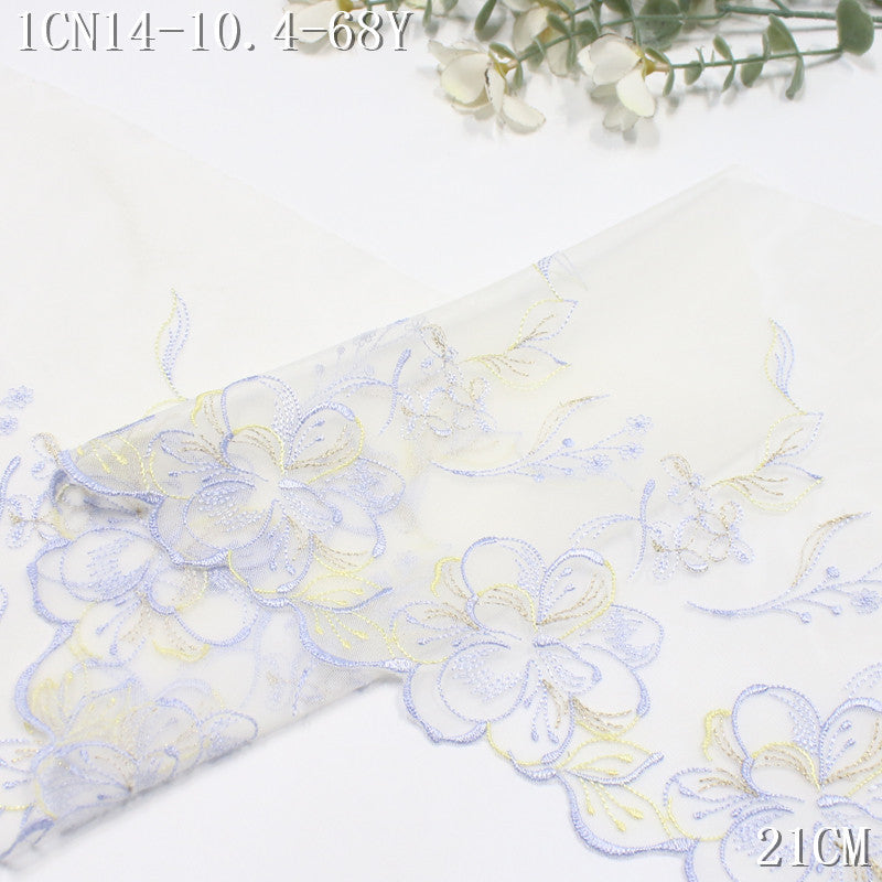 FREEDOMBEAUTY | [1Pack] Beautiful exquisite silver and gold thread flower mesh embroidery lace 21cm clothing underwear skirt lace accessories