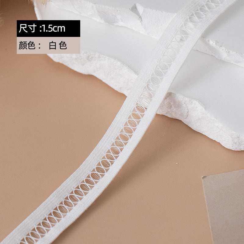 FREEDOMBEAUTY | Factory direct 2.0CM light strip wave 1.5CM circle fish silk black and white spot elastic nylon elastic band