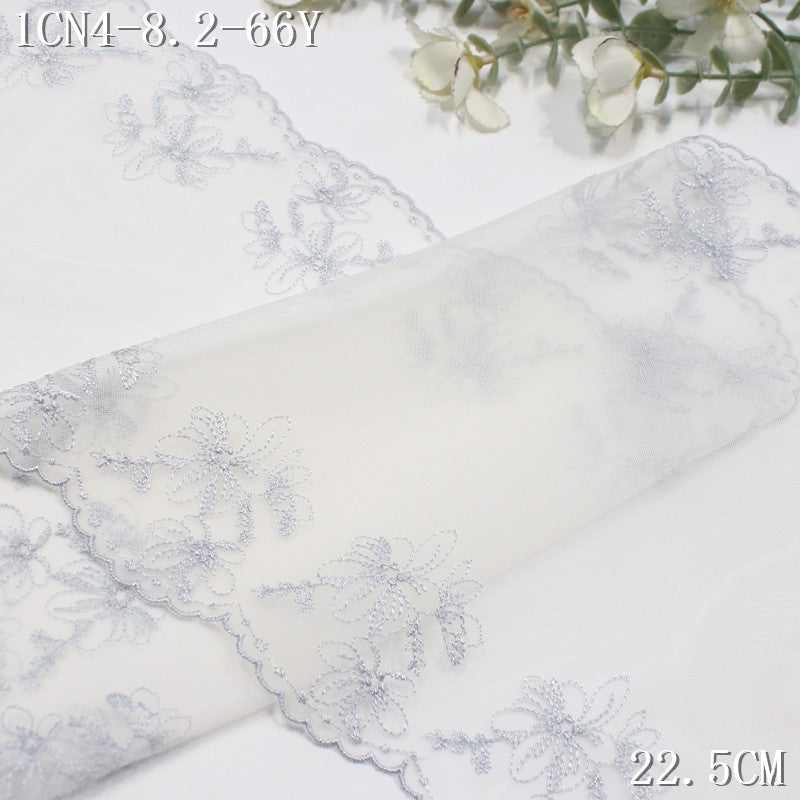 FREEDOMBEAUTY | [1Pack] Off-white bilateral simple and exquisite small flower mesh yarn embroidered lace 22cm skirt dress lace accessories