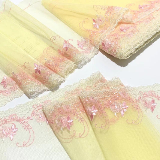FREEDOMBEAUTY | Spot retro little rose embroidery mesh lace accessories design DIY soft fabric