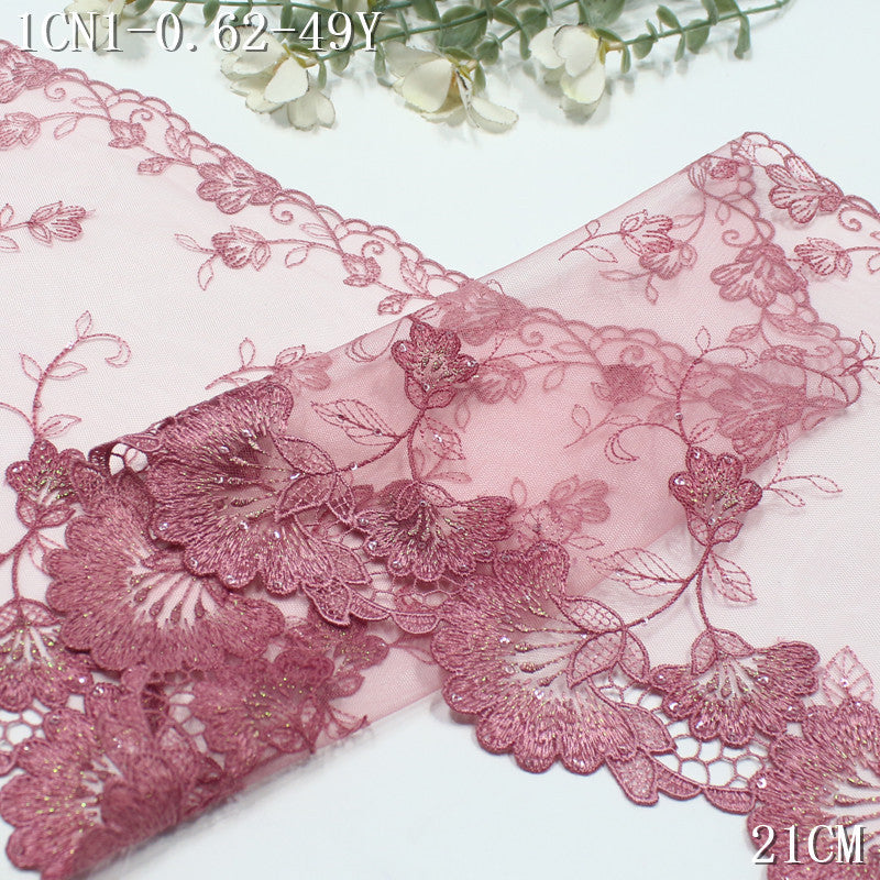 FREEDOMBEAUTY |  multi-color water-soluble embroidery lace exquisite sequined silver thread flowers, skirt wedding dress DIY lace accessories