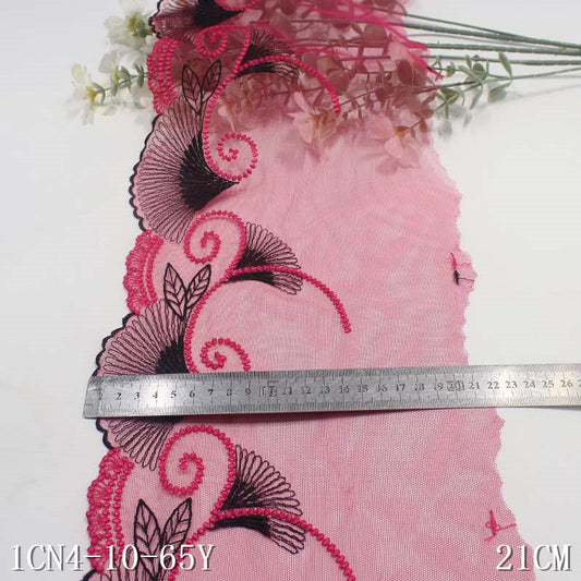 FREEDOMBEAUTY | [1Pack] Rose red mesh fashion fan pattern embroidery lace 31.5cm clothing curtain lace accessories