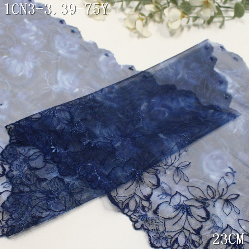 FREEDOMBEAUTY | [1Pack] Fresh printing mesh yarn bilateral flower embroidery lace 23cm skirt clothing DIY decorative lace accessories