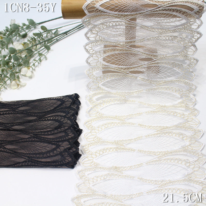 FREEDOMBEAUTY | [1Pack] Two-color classic Mobius ring mesh embroidery lace 22cm clothing home textile lace accessories