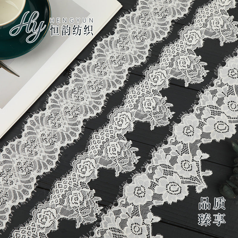 FREEDOMBEAUTY | [laser-cut lace] White eyelash lace, elastic laser cut lace, toy home textile clothing lace accessories