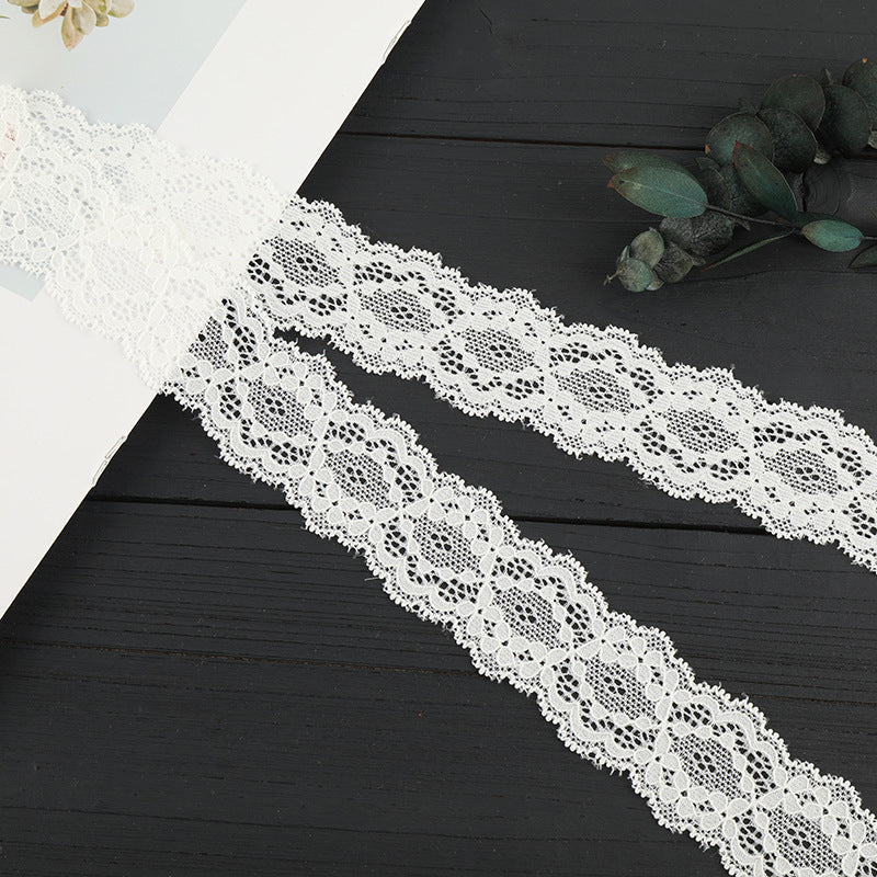 FREEDOMBEAUTY | [stretch] nylon silk lace, warp knitted elastic lace edge, wedding dress lace accessories, factory spot